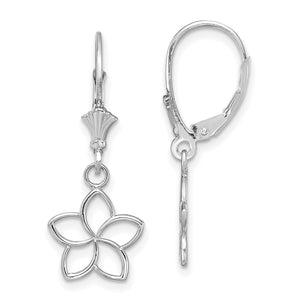 Cut-Out Flower Leverback Earrings in 14K White Gold - Sophia Jewelers