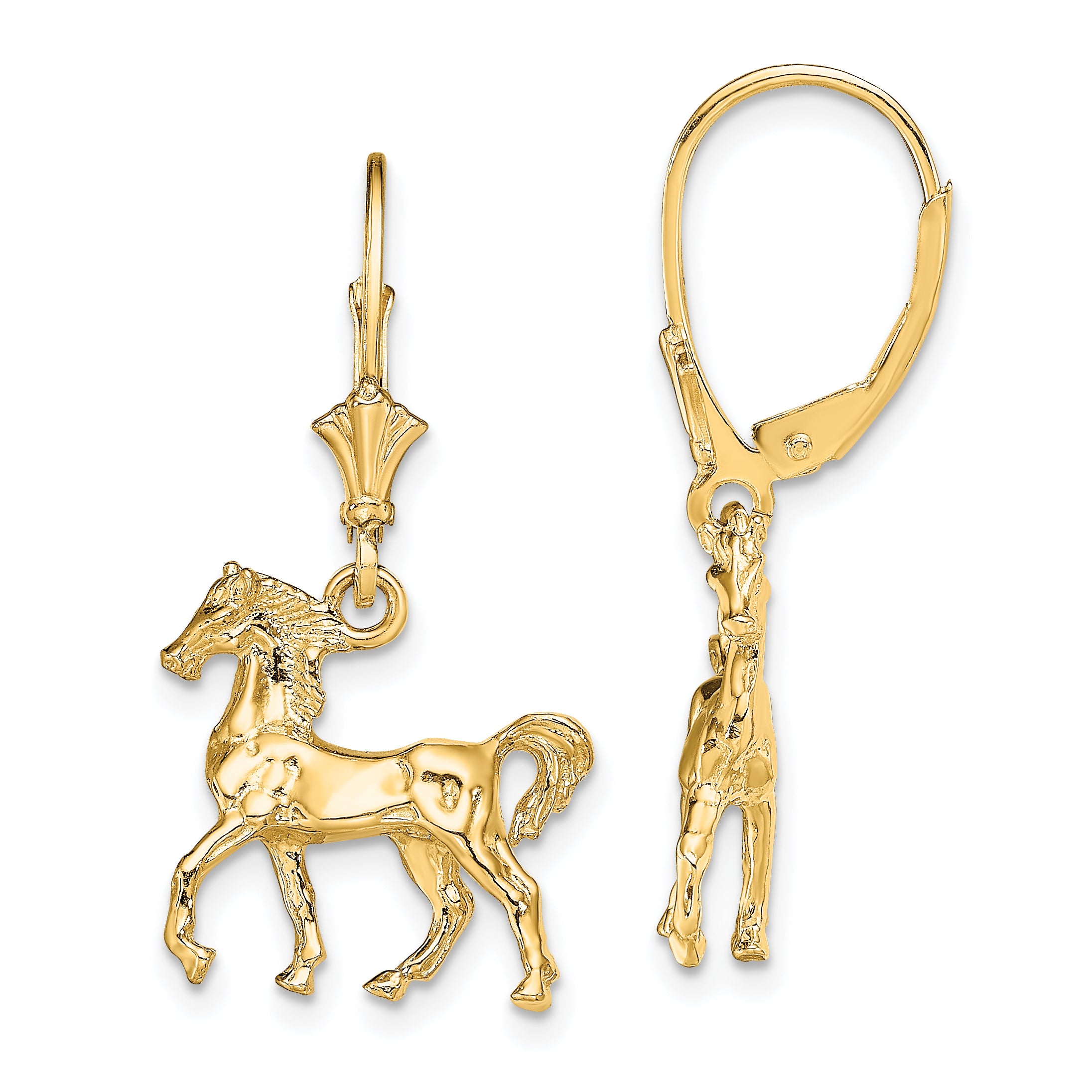 14K 3-D Polished Leverback Horse Earrings Main image