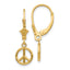 14K 3-D Peace Symbol Leverback Earrings