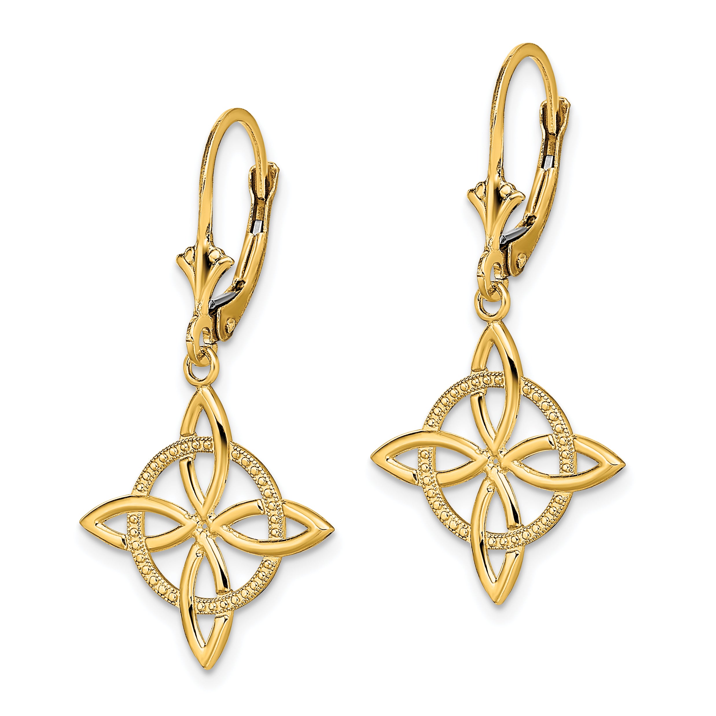 14K Small Celtic Eternity Knot Leverback Earrings Secondary image