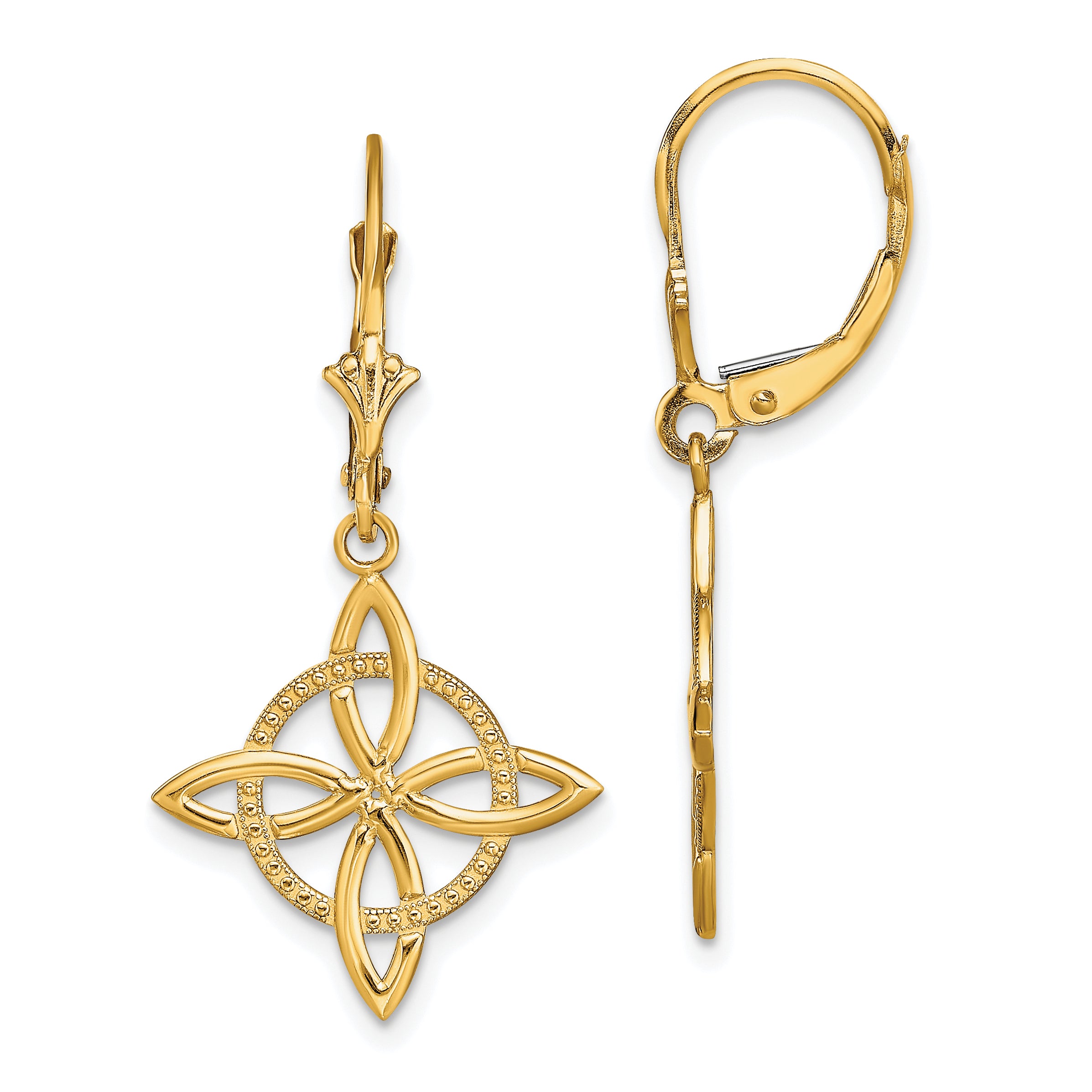 14K Small Celtic Eternity Knot Leverback Earrings Main image