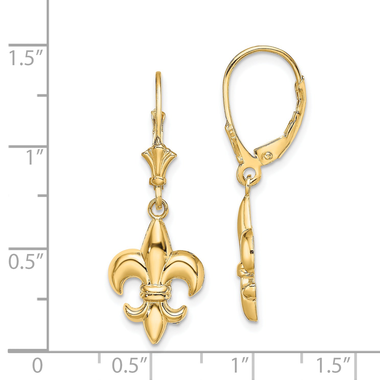 14K Small Fleur-de-Lis Leverback EARRINGS