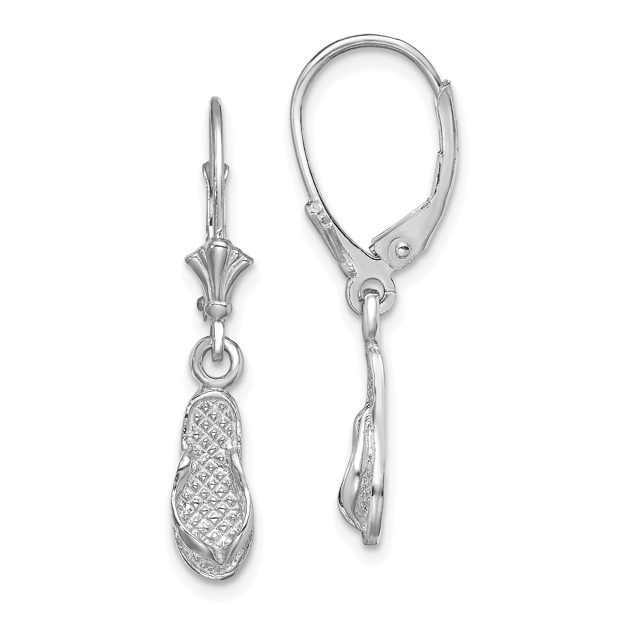 14k White Gold Flip Flop Leverback Earrings Main image