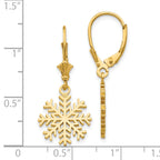 14K Snowflake Leverback Earrings