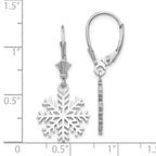 14K White Gold Snowflake Dangle Leverback Earrings