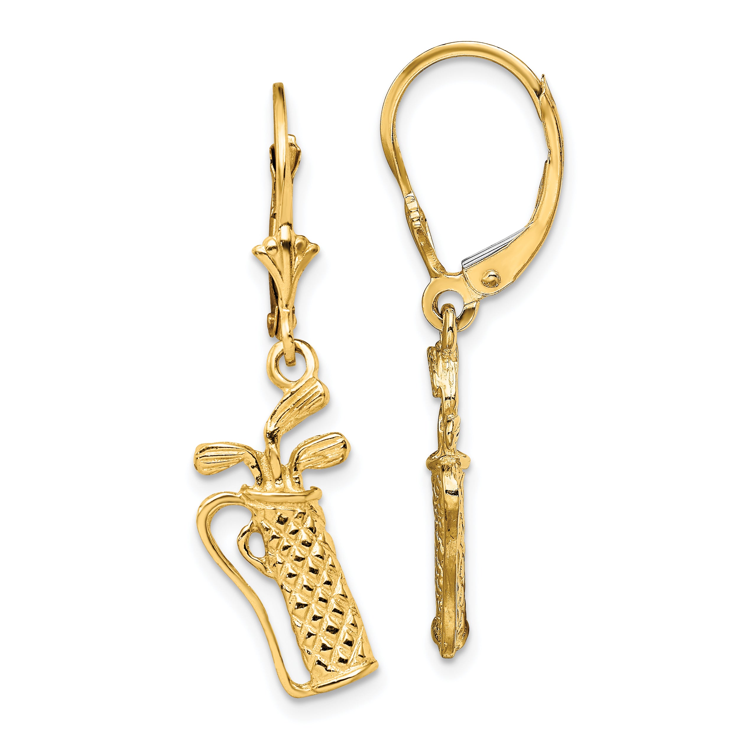 14K Textured Golf Bag Leverback Earrings Main image