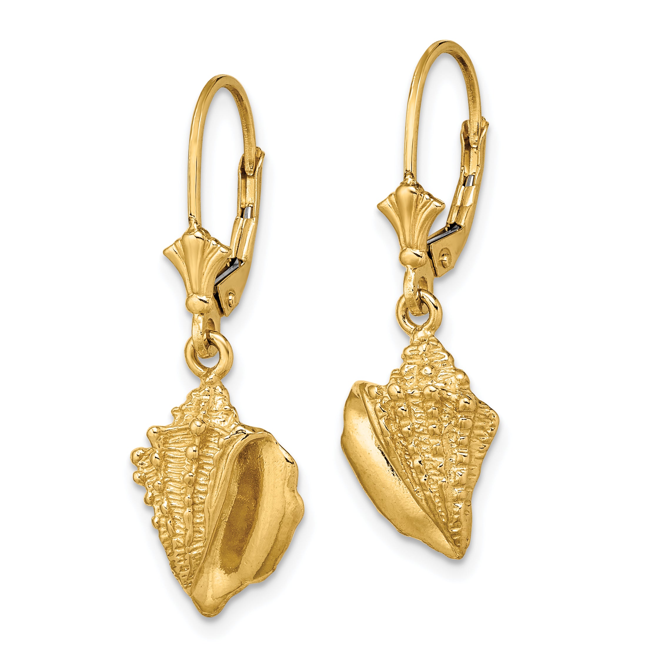14K Conch Shell Leverback Earrings Secondary image