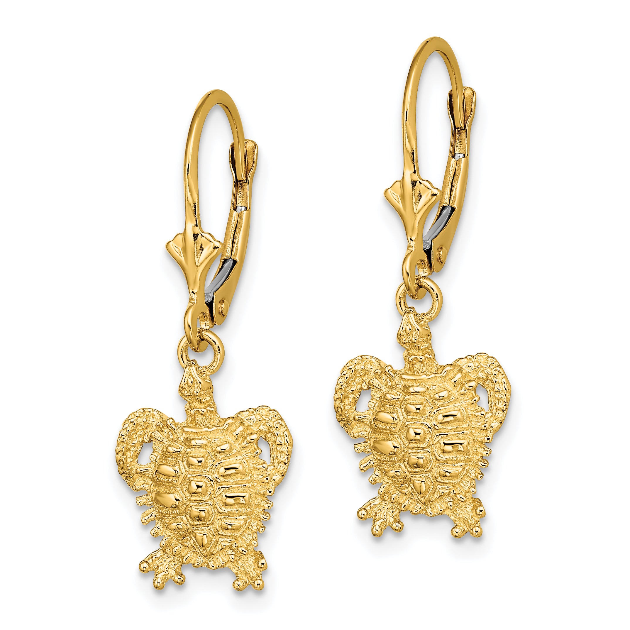 14k Turtle Leverback Earrings Secondary image