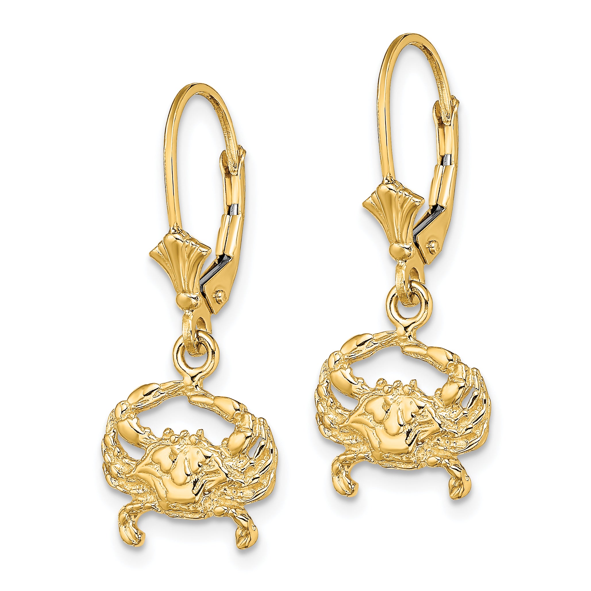 14K 2-D Blue Crab Leverback Earrings Secondary image