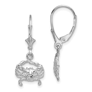 Blue Crab Leverback Earrings in 14K White Gold - Sophia Jewelers
