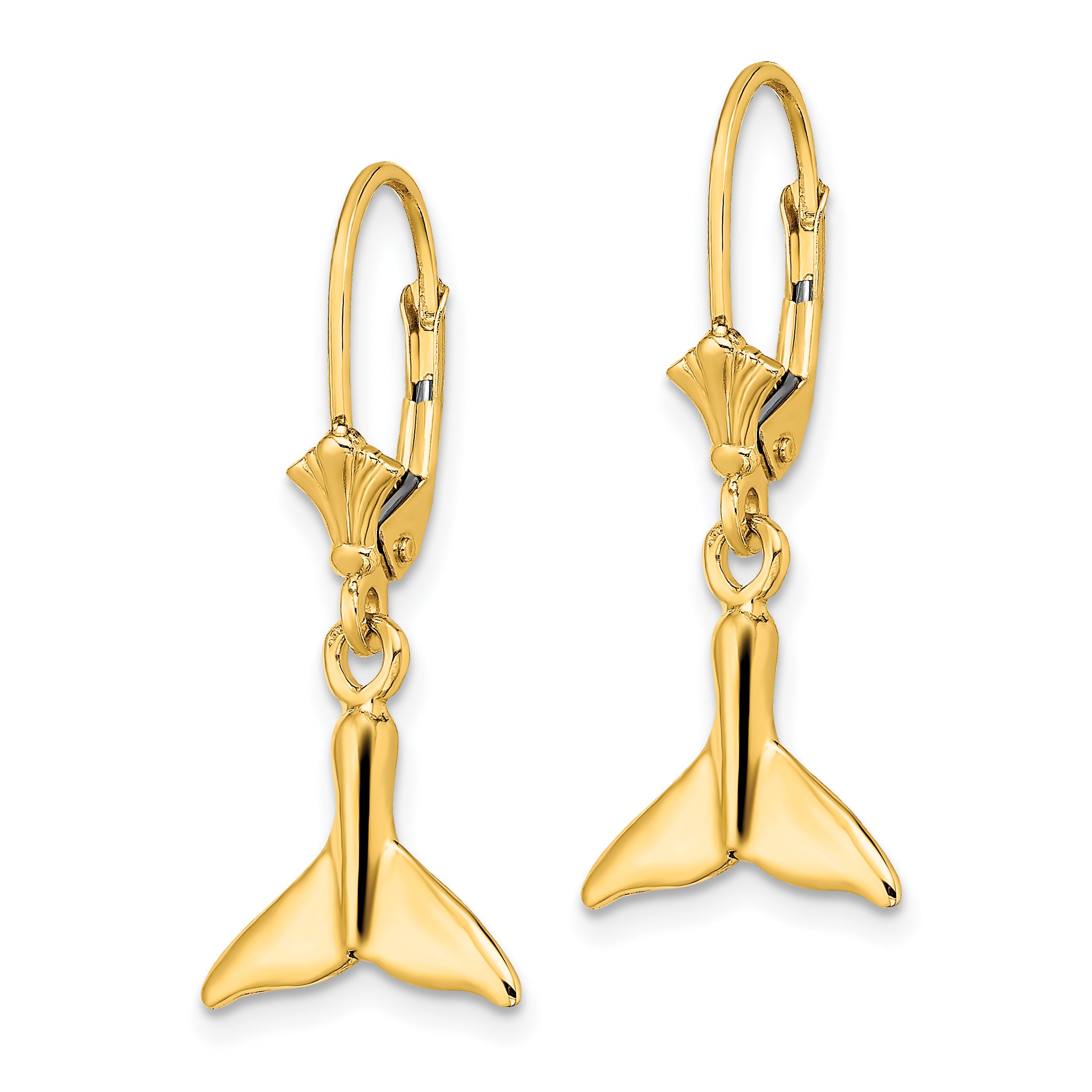 14K Small Whale Tail Leverback Earrings Secondary image