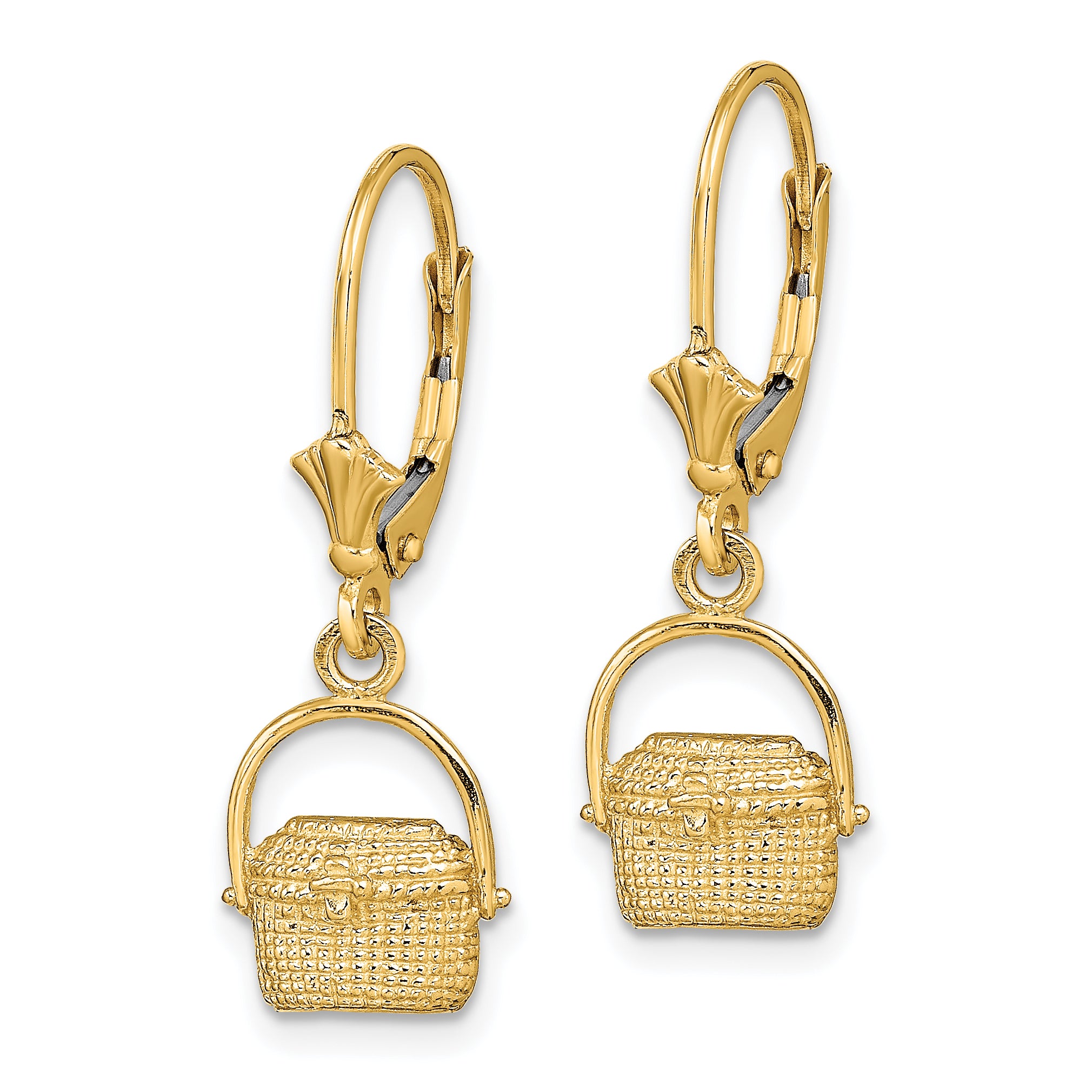14K Nantucket Basket Leverback Earrings Secondary image