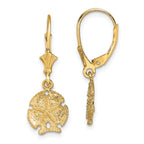 14K Sand Dollar W/Star Leverback Earrings