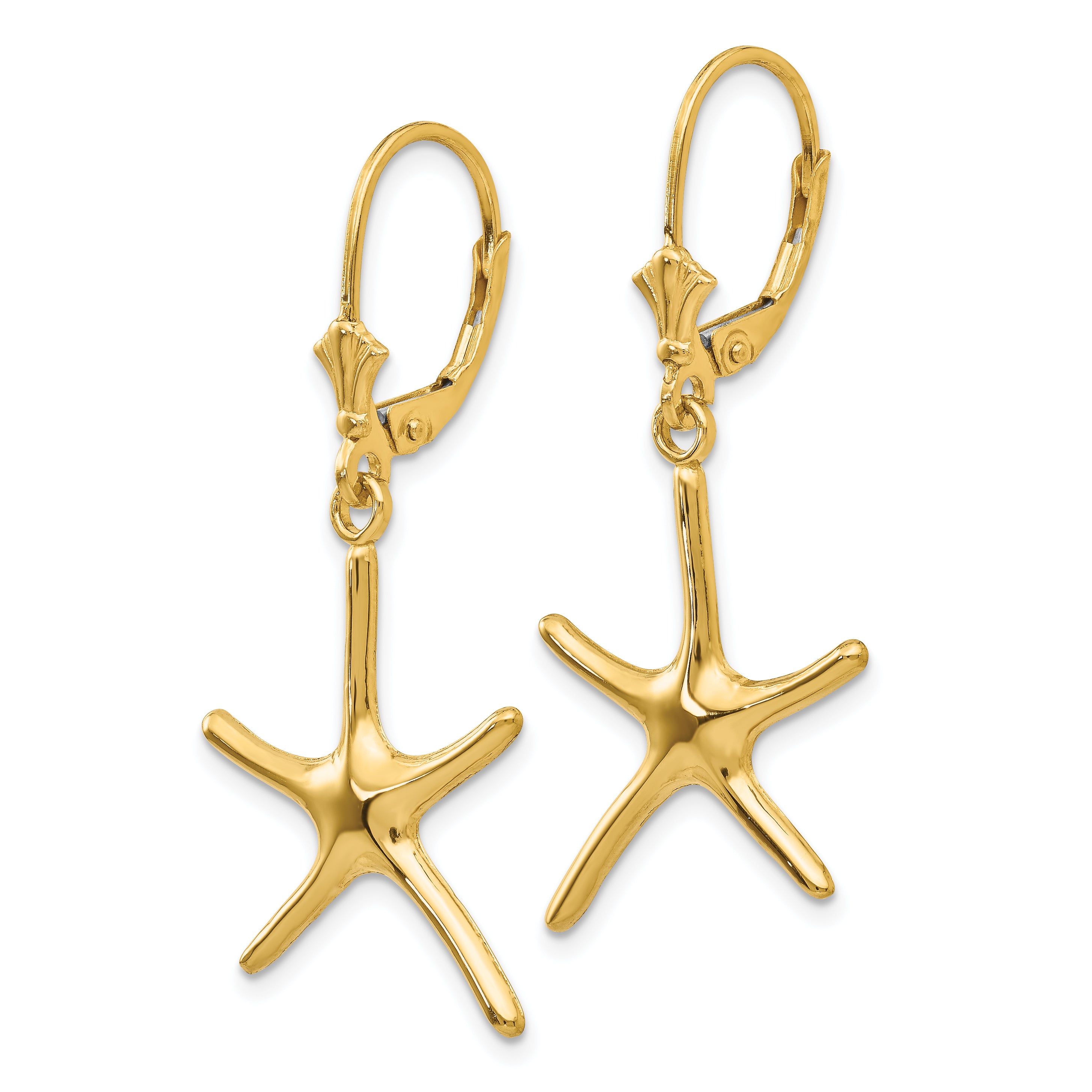 14K Dancing Starfish Leverback Earrings Secondary image