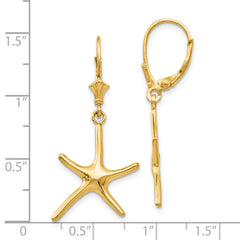 14K Dancing Starfish Leverback Earrings