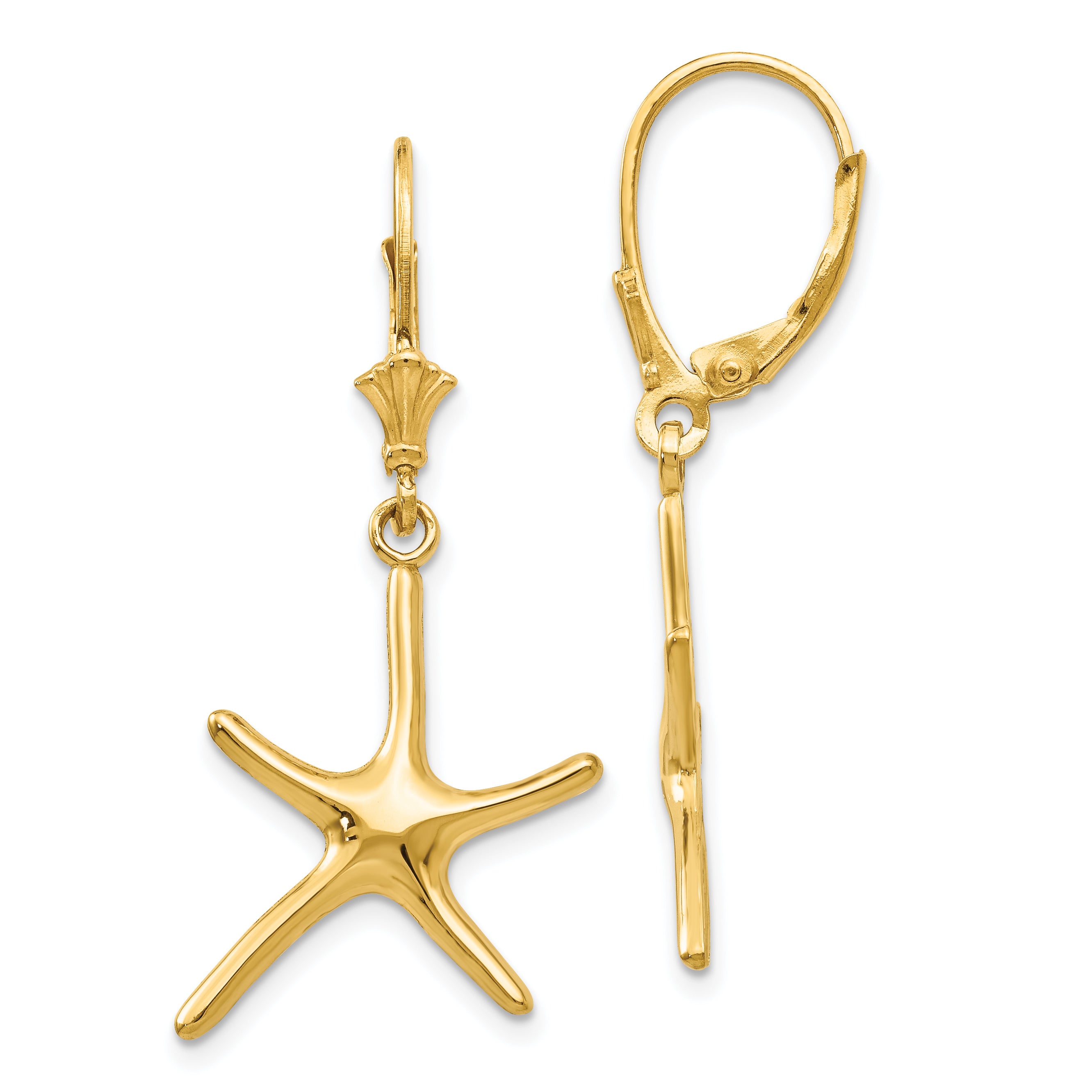 14K Dancing Starfish Leverback Earrings Main image