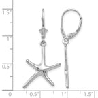 14K White Gold Dancing Starfish Leverback Earrings - Sophia Jewelers