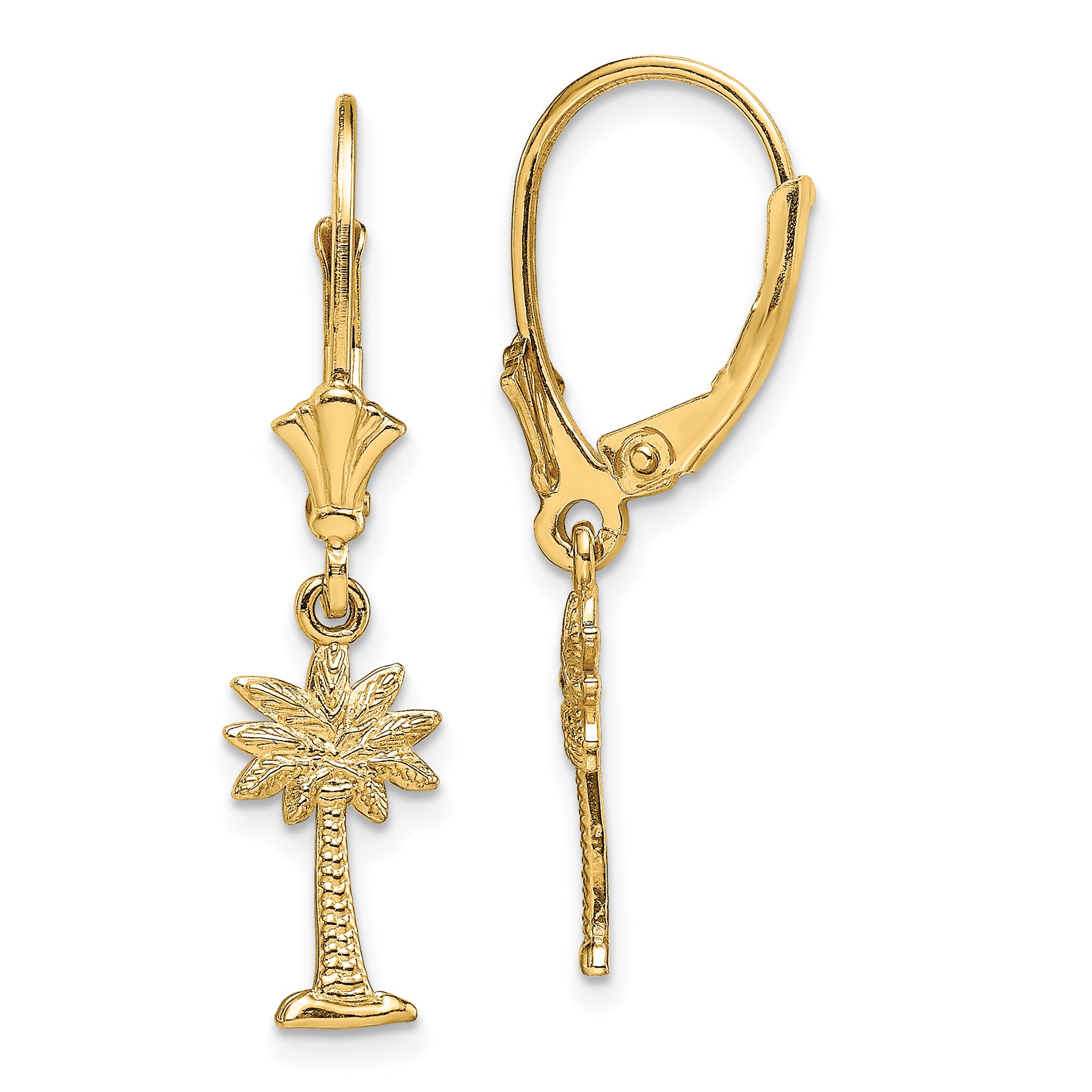 14K Mini Palmetto Palm Tree Leverback Earrings Main image