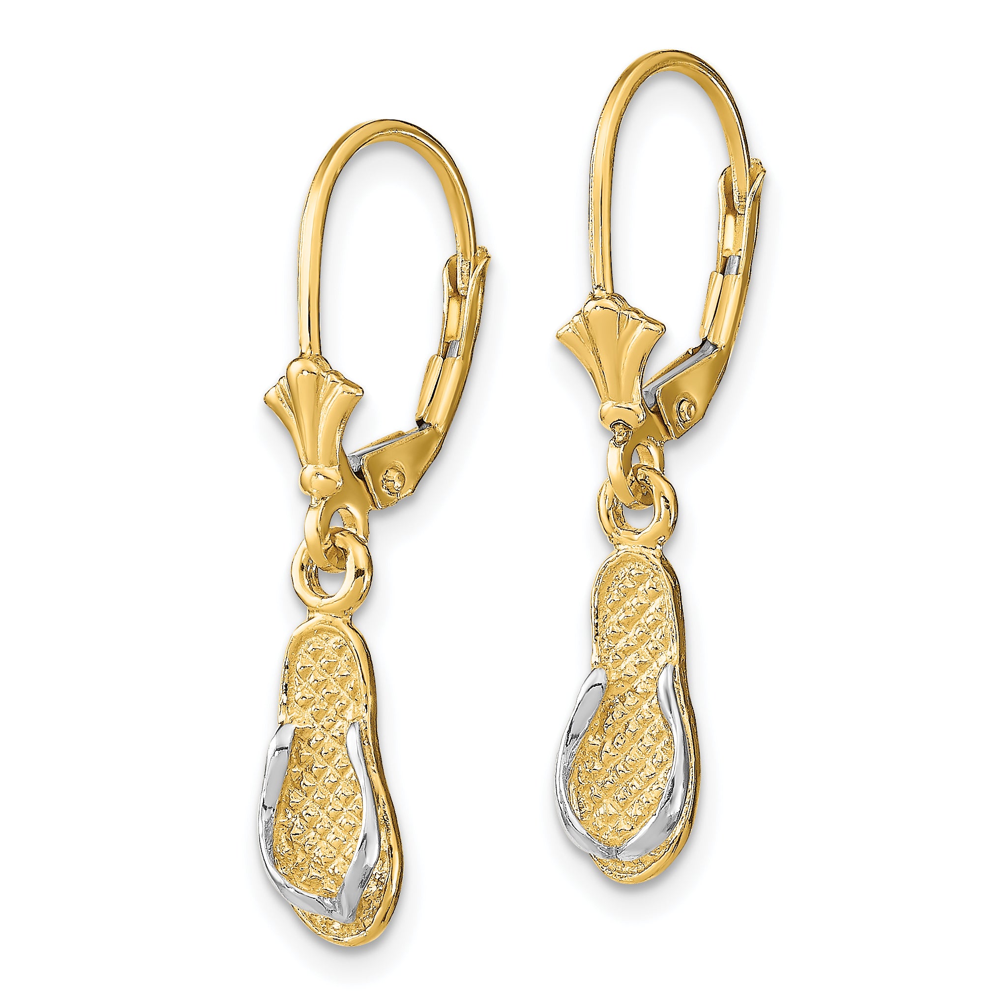 14K and Rhodium Flip Flop Leverback Earrings Secondary image