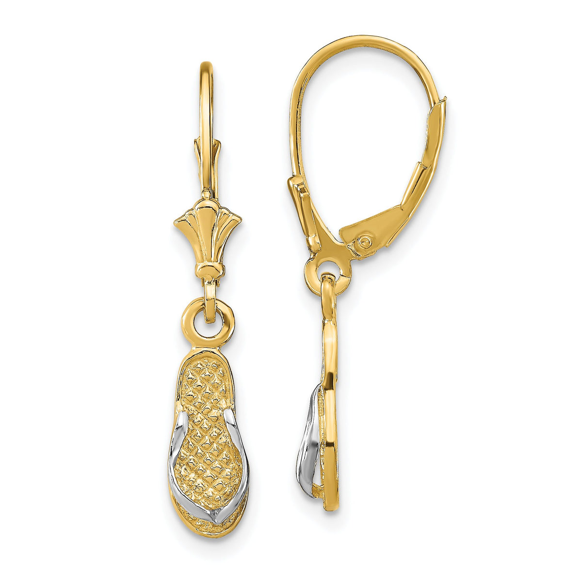 Flip Flop Leverback Earrings in 14K Yellow Gold - Sophia Jewelers Main image