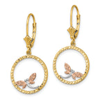 14K Two-Tonew/White Rhodium D/C Dragonfly Earrings