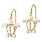 14K W/ Rhodium Sea Turtle Dangle Earrings