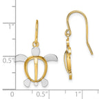 14K W/ Rhodium Sea Turtle Dangle Earrings
