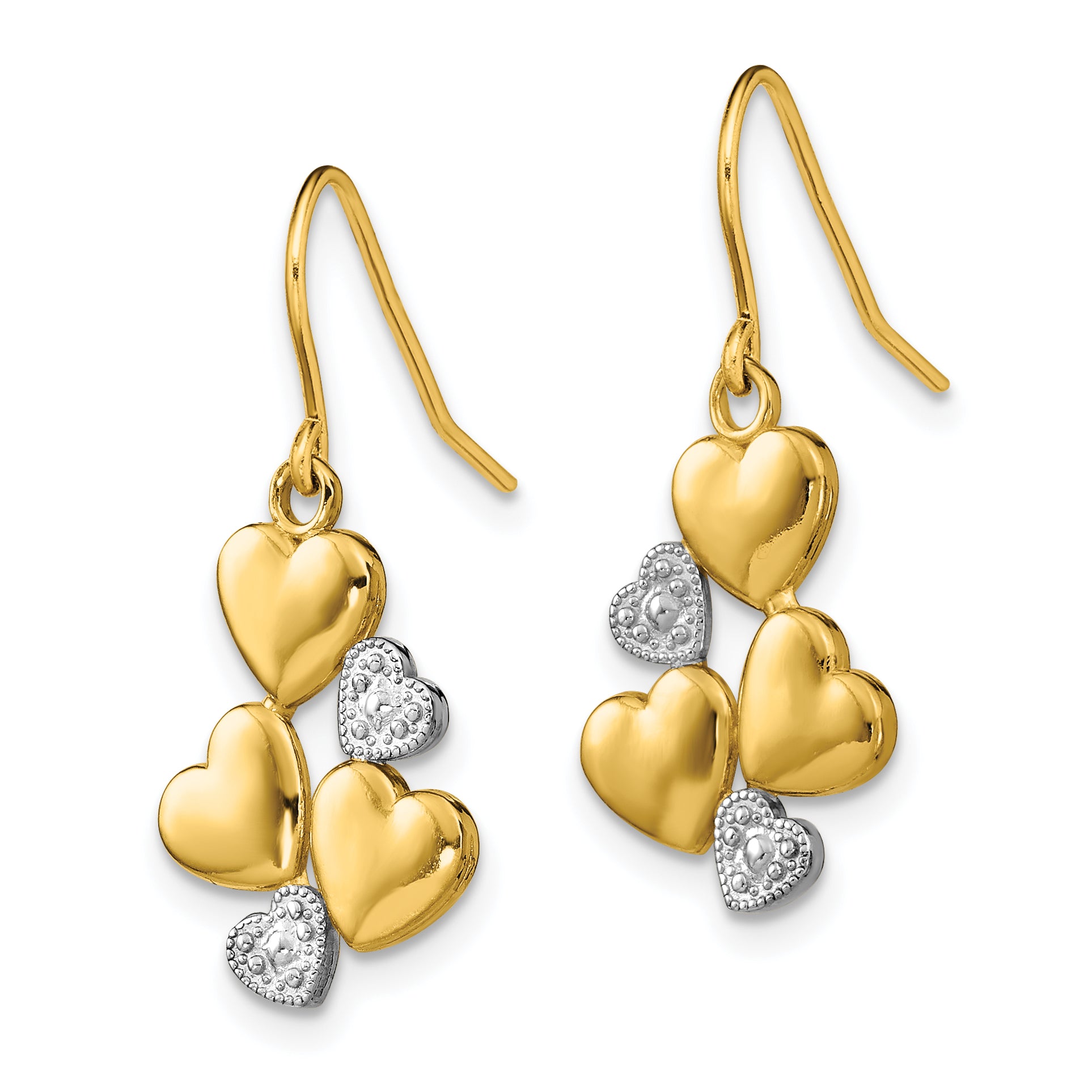 14K w/Rhodium Polished Hearts Shepherd Hook Earrings Secondary image