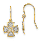 14K and Rhodium Fancy Dangle Wire Earrings