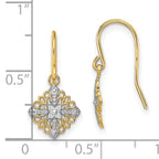 14K w/Rhodium Fancy Filigree Dangle Wire Earrings