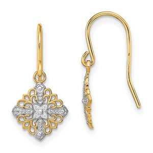 Fancy Filigree Wire Dangle Earrings in 14K Yellow Gold - Sophia Jewelers