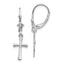 14k White Gold Polished Cross Leverback Earrings
