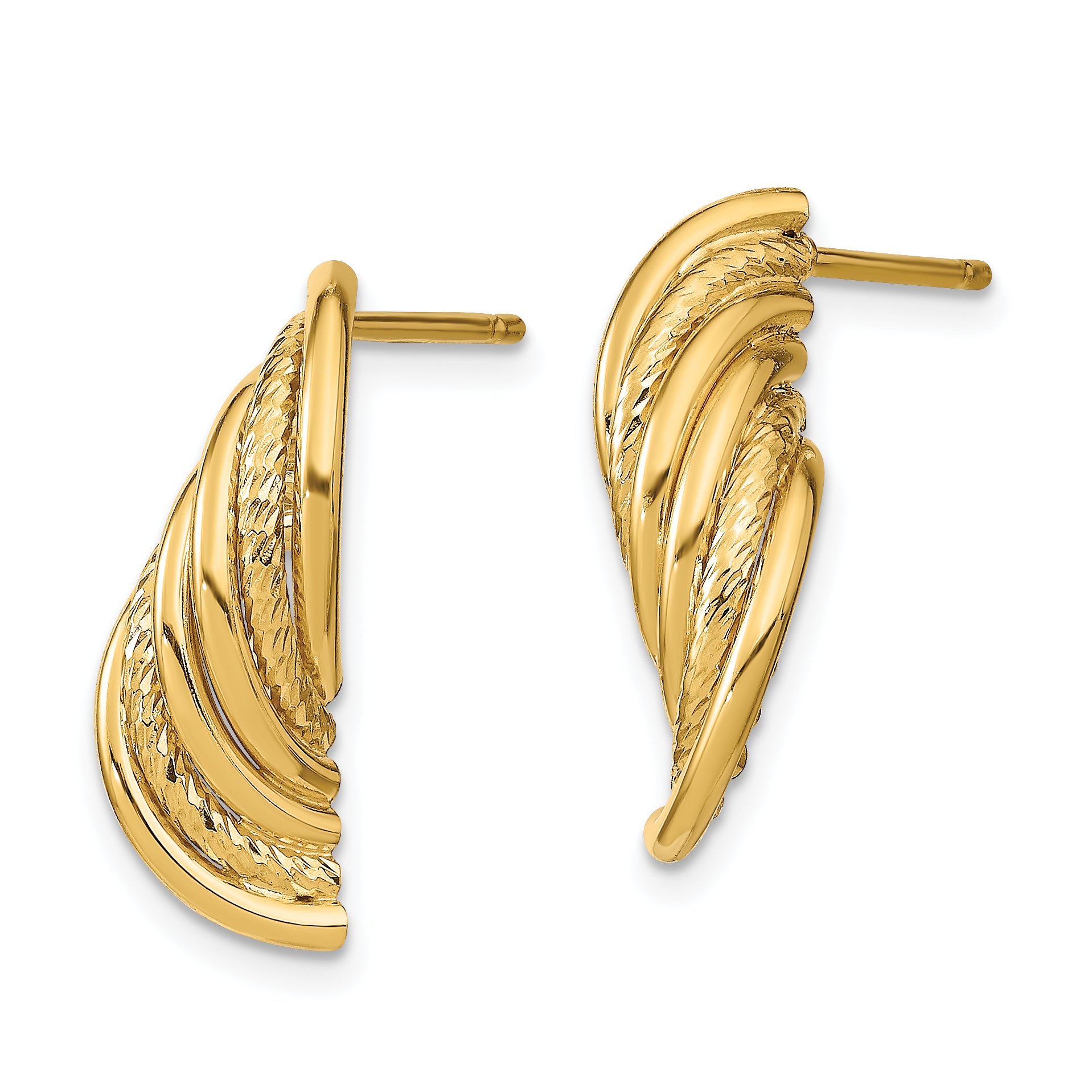 14k Fancy Polished Diamond-cut Twisted Post Dangle Earrings Secondary image