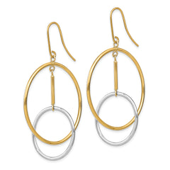 14k Two-Tone Double Circle & Bar Dangle Earrings
