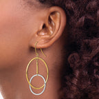 14k Two-Tone Double Circle & Bar Dangle Earrings