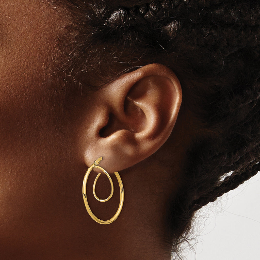 14k Twisted Circle Inside Hoop Earrings