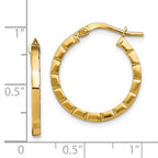 14k Small Striped Edge Hoop Earrings