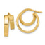 14K Polished and Brushed Square Tube Double Hoop Earrings