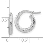 14k White Gold Polished Diamond-cut 2.4mm Hoop Earrings