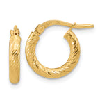 14k Polished and Diamond-cut 2.4mm Hoop Earrings