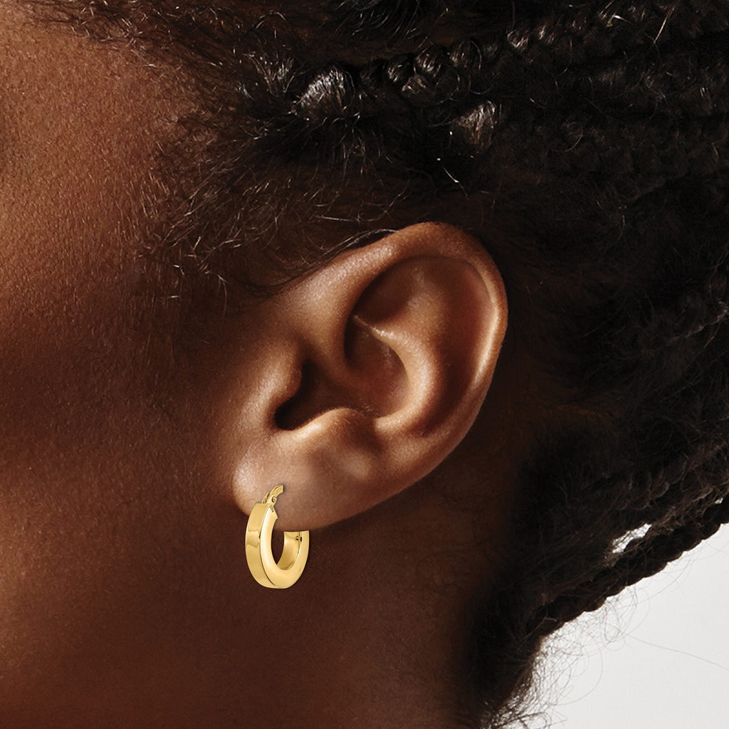 Square Tube Hoop Earrings in 14K Yellow Gold, 15mm - Sophia Jewelers