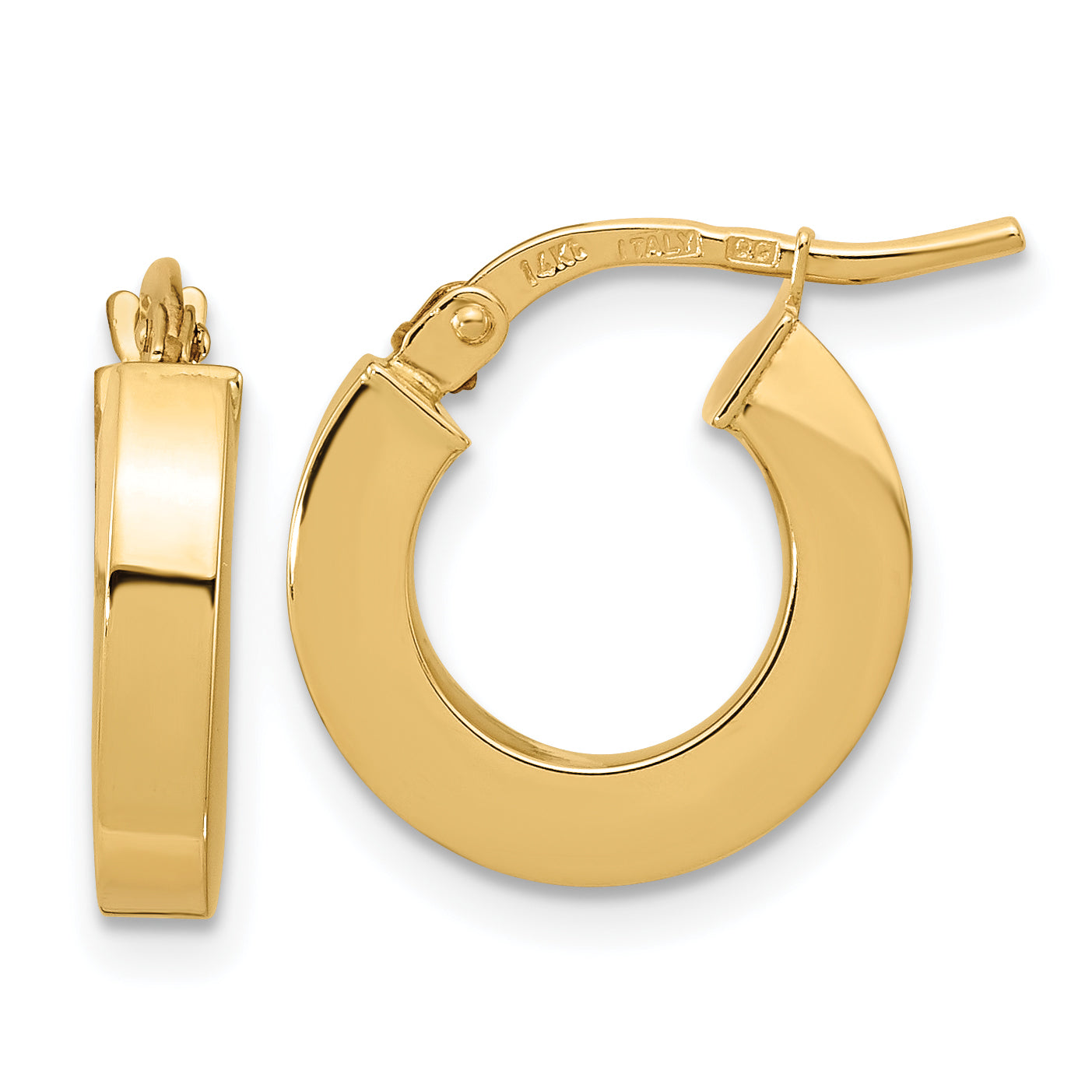14k Polished 3mm Square Tube Hoop Earrings Main image