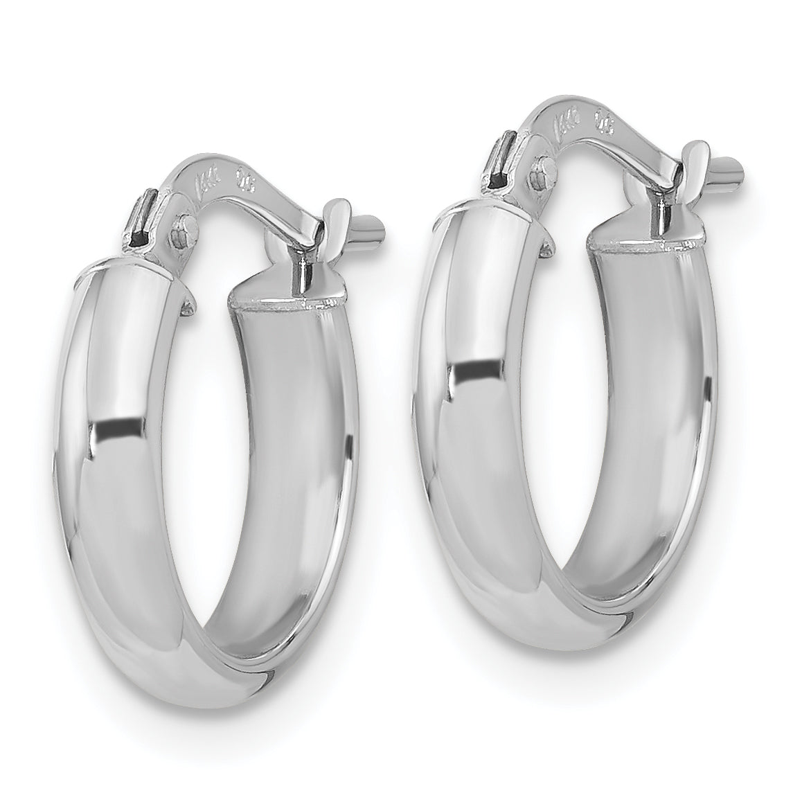 14k White Gold Polished 2.9mm Hoop Earrings Secondary image