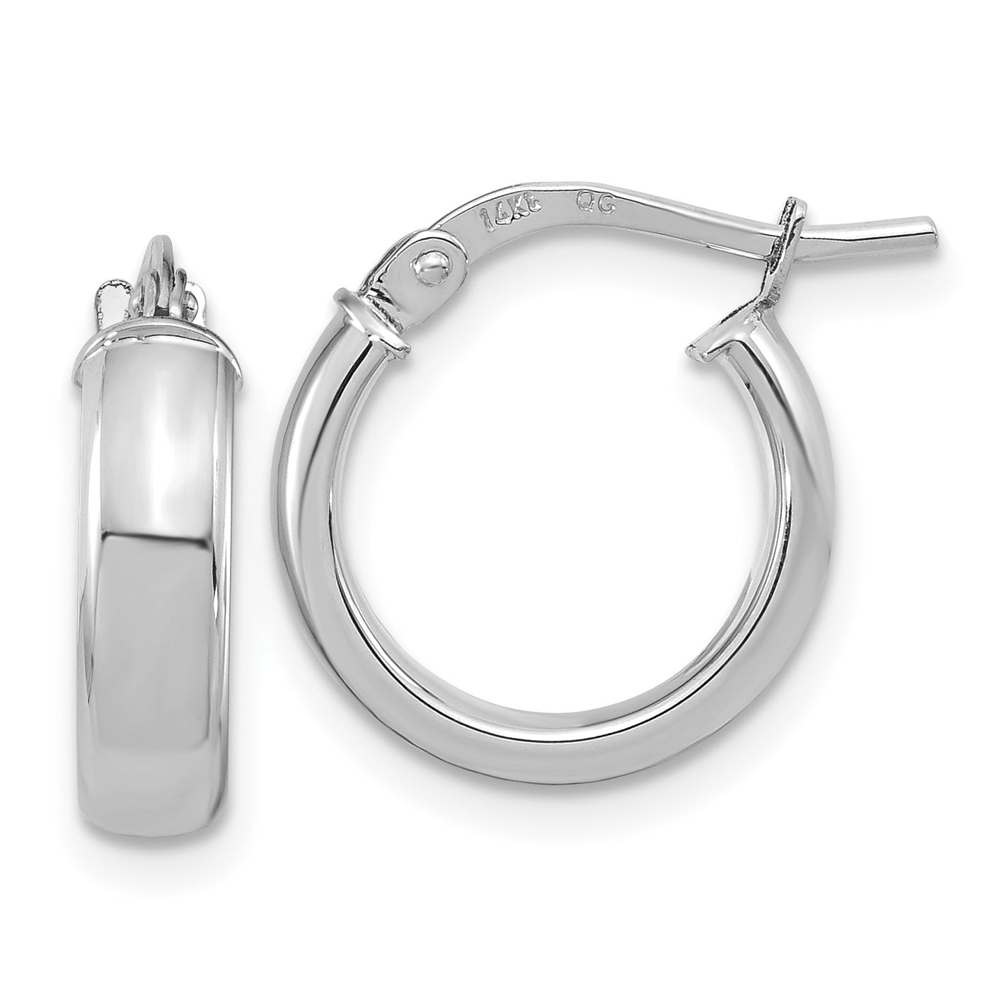 14k White Gold Polished 2.9mm Hoop Earrings Main image