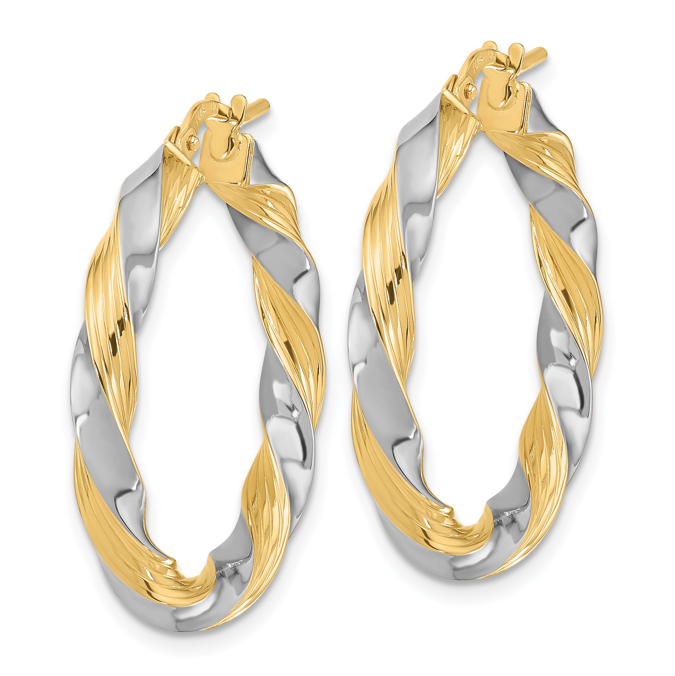 14k w/White Rhodium Polished Twisted Hoop Earrings Secondary image