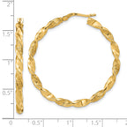 14K Polished and Textured Twisted Hoop Earrings