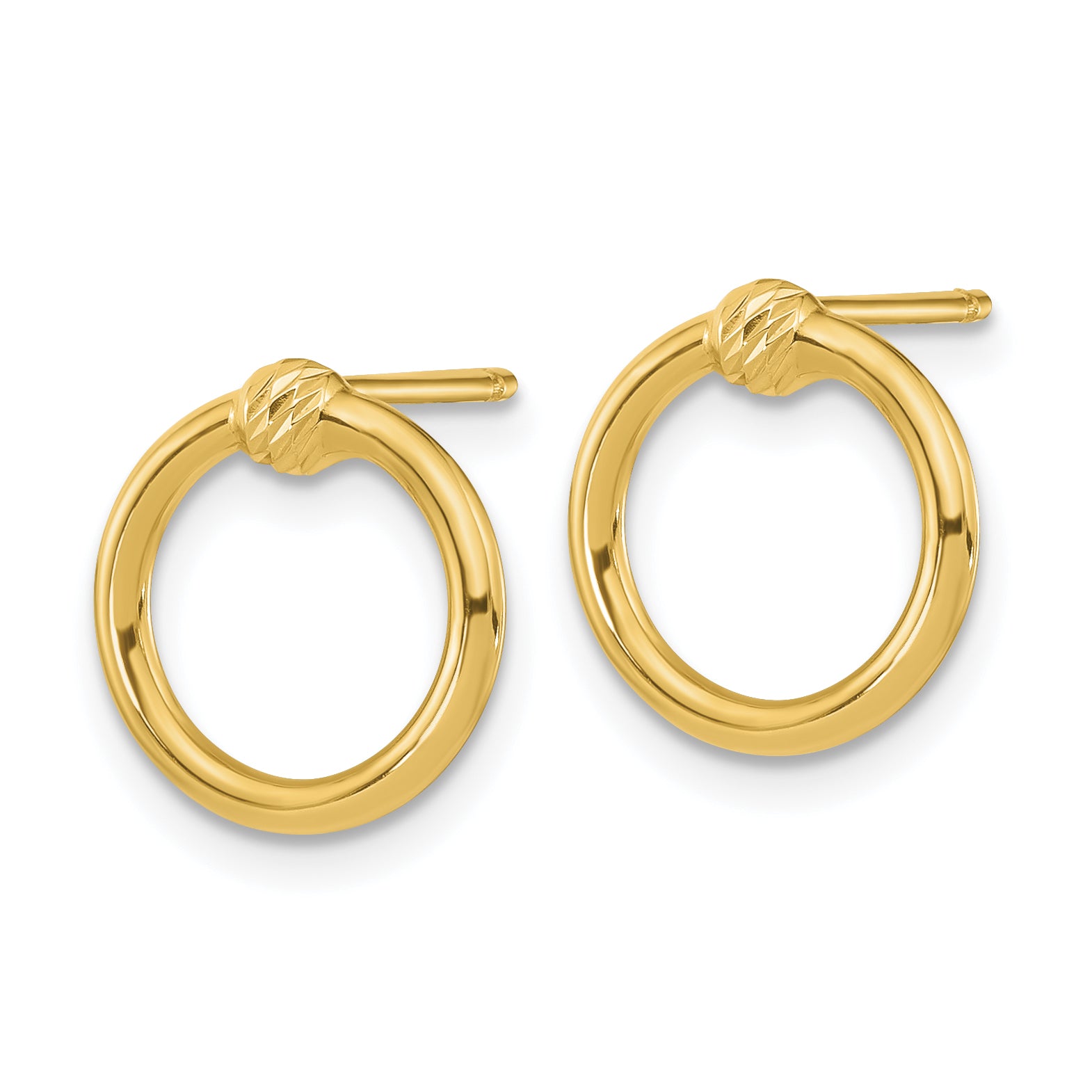 14K Polished & D/C Circle Post Earrings Secondary image