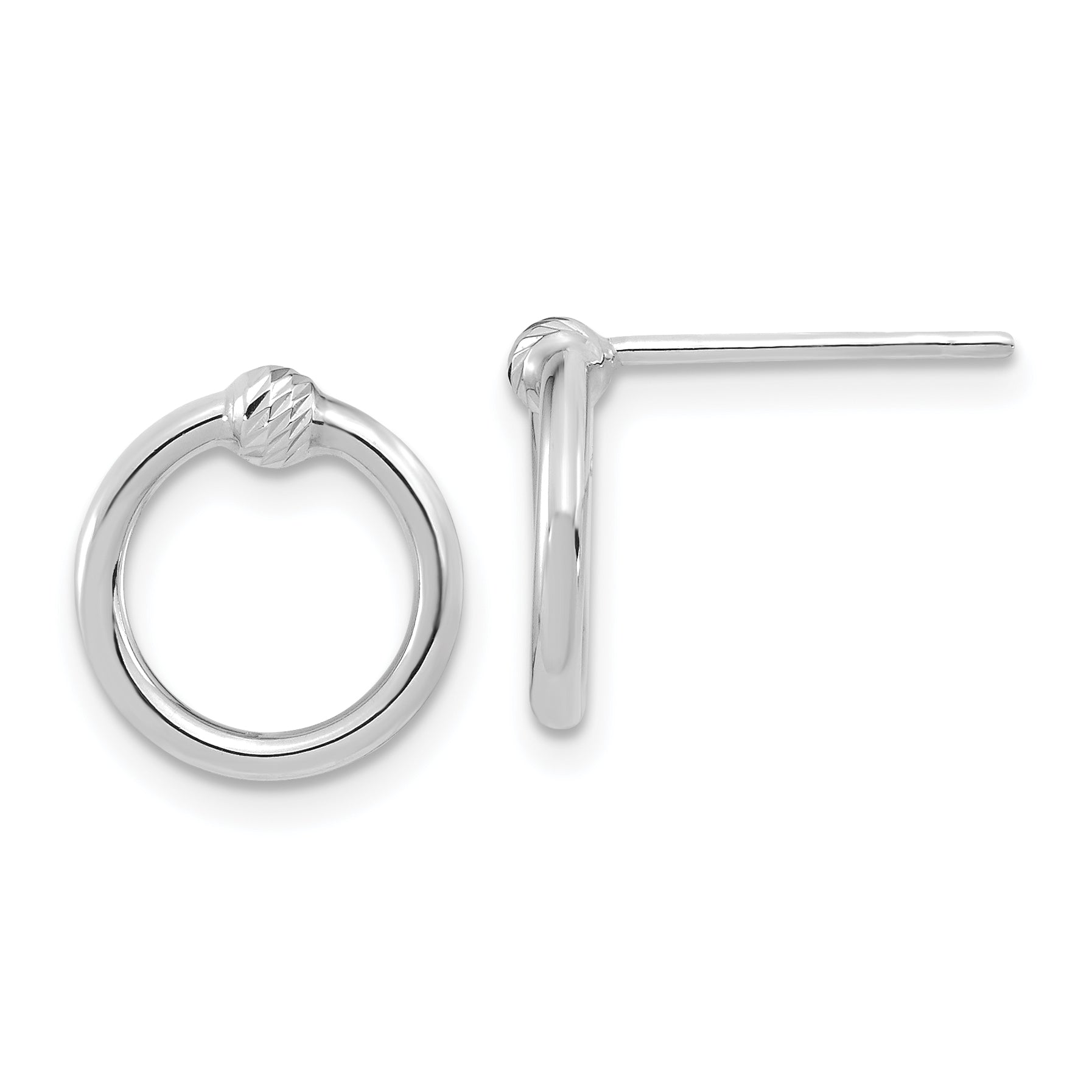 14k White Gold Polished & D/C Circle Post Earrings Main image