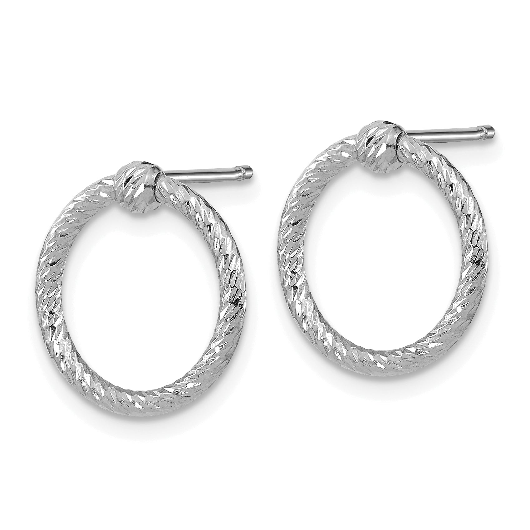 14k White Gold Polished & D/C Twisted Circle Post Earrings Secondary image