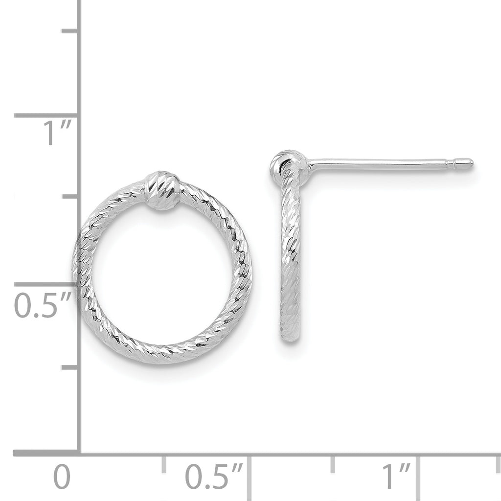14k White Gold Polished & D/C Twisted Circle Post Earrings
